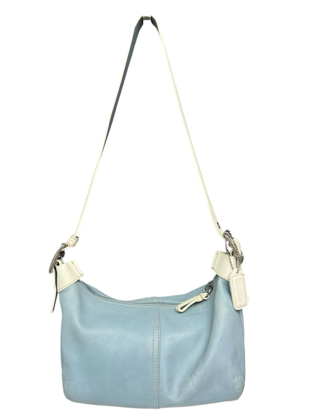 Coach Legacy Demi Hobo Shoulder Bag 9564 Blue White Vintage Y2K Leather